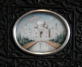 19th Century Anglo Indian / Mughal Miniature Painting Taj Mahal - Ebony Frame