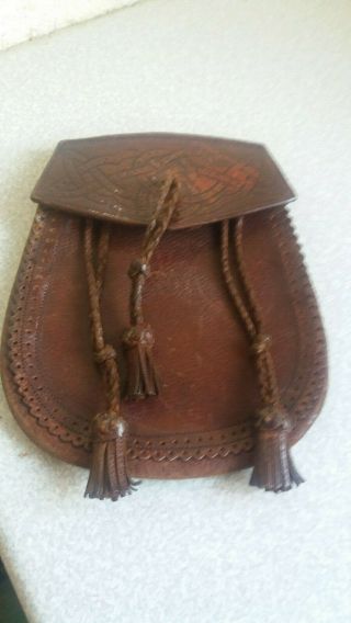 Lovely Celtic Vintage Scottish Leather Adults Kilt Sporran - 6 1/2 X 8 Inch
