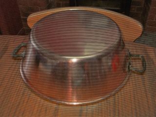 Vintage French Copper Preserving Jam Pan Mixing Bowl Metal Handles Stamped
