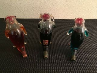 VINTAGE 3 MONKEY’S MINIATURE HAND BLOWN GLASS BOLS LIQUOR BOTTLES 2