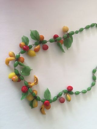 Vintage Glass Fruit And Leaves Necklace Choker