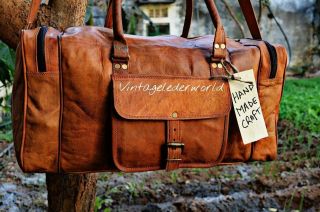 Vintage Retro Men Leather Travel Duffle Weekend Bag Lightweight Luggage