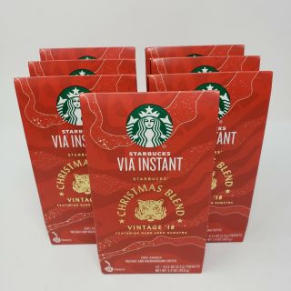 7 Boxes Starbucks Via Instant Christmas Blend Vintage 