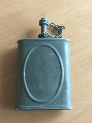 WW1 era Vintage portable green metal military oil can old pocket size 2
