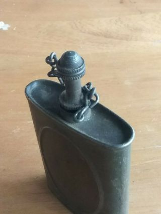 WW1 era Vintage portable green metal military oil can old pocket size 5