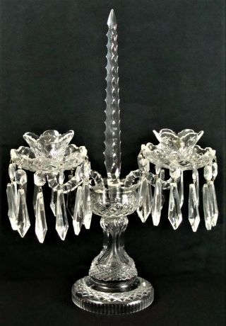 Vintage Waterford Cut Crystal Glass C2 Double Candlestick Candelabra Lismore