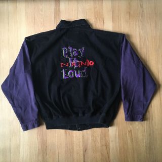 Vintage Nintendo Jacket Mens Large Black Purple 90s Play It Loud Employee 6