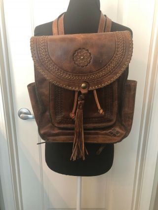 Patricia Nash Backpack Cognac Distressed Vintage Leather Backpack