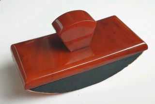 Vintage Art Deco Marble Cataline Bakelite Butterscotch Ink Blotter 1930s