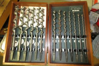 Vintage Irwin 13pc Auger Drill Bit Set Wooden Box The Irwin Bit 4 - 16,  1/4 To 1 "