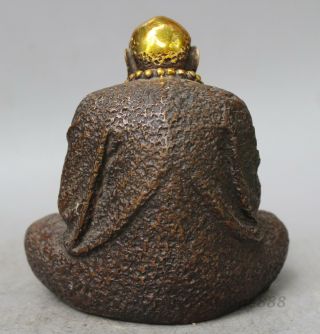 Chinese Fane Old Copper Bronze Gild Bodhidharma Dharma DaMo Buddha Statue 4