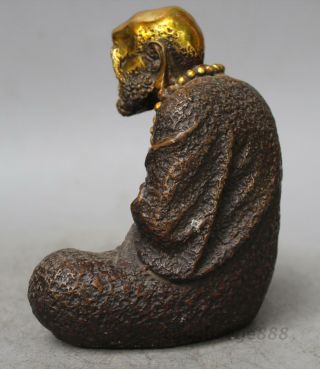 Chinese Fane Old Copper Bronze Gild Bodhidharma Dharma DaMo Buddha Statue 5