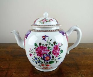 Antique Chinese Export Porcelain Teapot Famille Rose 18th Century Qianlong