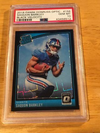 2018 Panini Donruss Optic Saquon Barkley Black Velocity 7/25 Psa 10 Giants Rare