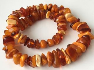 RARE Natural Antique Baltic Vintage Amber OLD BUTTERSCOTCH BEADS Necklace 79 gr 5