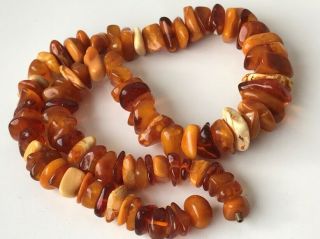 RARE Natural Antique Baltic Vintage Amber OLD BUTTERSCOTCH BEADS Necklace 79 gr 6