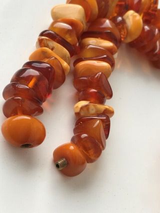 RARE Natural Antique Baltic Vintage Amber OLD BUTTERSCOTCH BEADS Necklace 79 gr 7