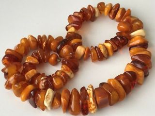 RARE Natural Antique Baltic Vintage Amber OLD BUTTERSCOTCH BEADS Necklace 79 gr 8