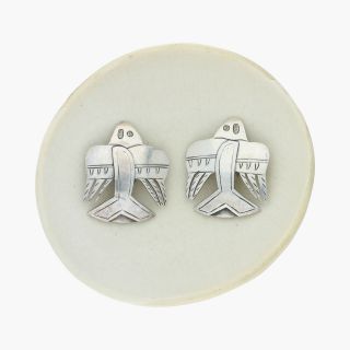 Graziella Laffie / Sterling Silver Vintage Peru Thunderbird Clip Earrings (16g)