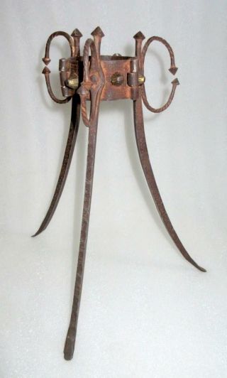 1850 Antique Old Rare Iron Hand Engraved Tribal Mughal Period Opium Filter Stand 5