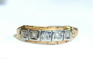 Vintage Rose Cut Diamond 18k Yellow Gold Ring Band Size 6