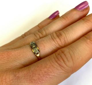 Vintage Rose Cut Diamond 18K Yellow Gold Ring Band Size 6 7