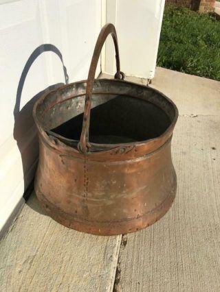 Antique/vintage Copper Apple Butter Cauldron Kettle Pot Hand Crafted W/initials