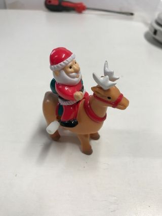 Vintage 1980s Wind Up - Santa Claus On Reindeer Hopping Action M6