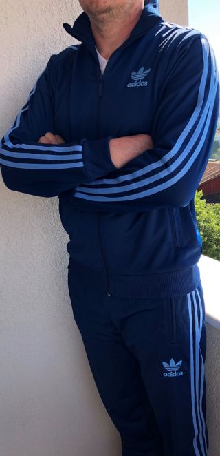 Classical Adidas Mens Tracking Suit Vintage Mens Model Light Blue Tracksuit