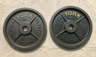York Barbell 45 Lb Olympic Weight Plates Vintage