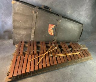 Leedy Marimba 5641 Xylophone With Case Vintage Antique Early Wood