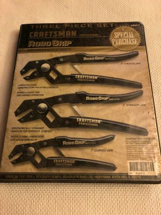 Vintage Craftsman Robo Grip 3 Piece Pliers Made In The Usa 945017