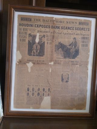 Rare Baltimore Newspaper Featuring Harry Houdini’s Visit To City 1925