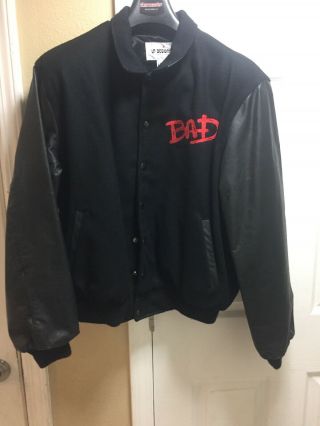 Vintage Michael Jackson Bad World Tour 1988 Crew Varsity Jacket Wool Leather - L