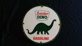 Vintage Sinclair Dino Gasoline Gas / Oil Porcelain Gas Pump Sign