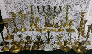 33 Vintage Brass Candle Holders Candlesticks Decor Wedding Candlelabras Pairs