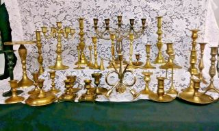 33 Vintage Brass Candle Holders Candlesticks Decor Wedding Candlelabras Pairs 2