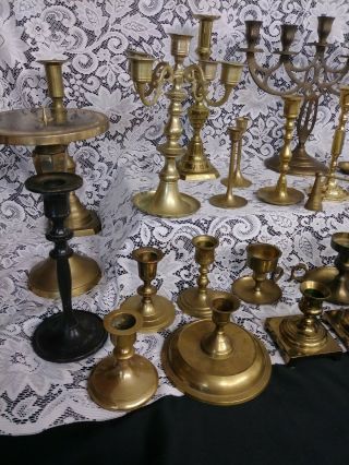 33 Vintage Brass Candle Holders Candlesticks Decor Wedding Candlelabras Pairs 5
