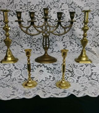 33 Vintage Brass Candle Holders Candlesticks Decor Wedding Candlelabras Pairs 6