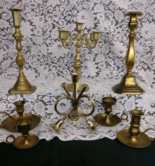 33 Vintage Brass Candle Holders Candlesticks Decor Wedding Candlelabras Pairs 7