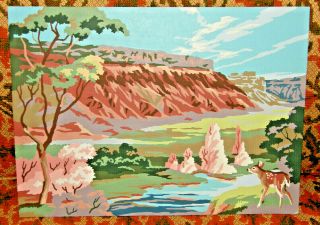 Vintage 2 Paint By Number Landscape Pictures Completed Art Mid Century 12x16 PBN 2