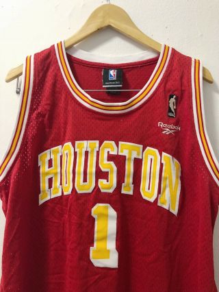 Sz.  M Vintage Reebok Houston Rockets 1 Tracy Mcgrady Rewind Jersey 1971 - 72 Red 3