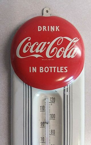 VINTAGE 1950 ' S COCA COLA SODA POP GAS STATION METAL THERMOMETER SIGN - 2