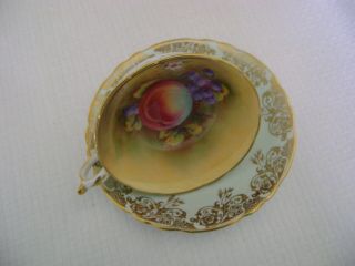 Vintage Paragon Hand Painted Fruits Signed F.  D.  Hall Tea Cup & Saucer Gold Gilt