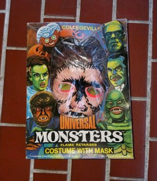 1980 Collegeville Universal Monsters Wolfman Mask & Costume Vintage Werewolf