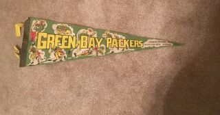 Vintage Green Bay Packers Pennant Black And Blue Charter Member,  Circa 70s Rare