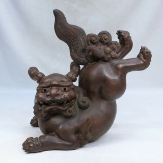 G170: Japanese Bizen Pottery Ware Statue Of Foo Dog With Wonderful Great Work