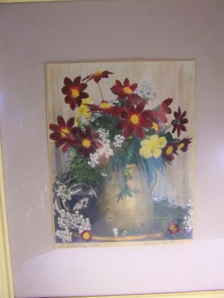 Vintage Set 2 hand Colored Prints by Wallace Nutting Dalhia Orchid FLowers Rare 2