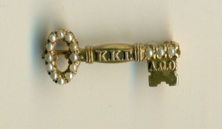 Vintage Kappa Kappa Gamma 14k Gold Sorority Fraternity Key Pin - Nebraska - Wow