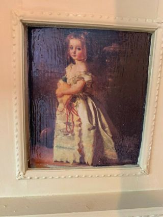 Vintage Miniature Dollhouse Artisan Plaster Wood Fireplace Portrait FRANCE 10 